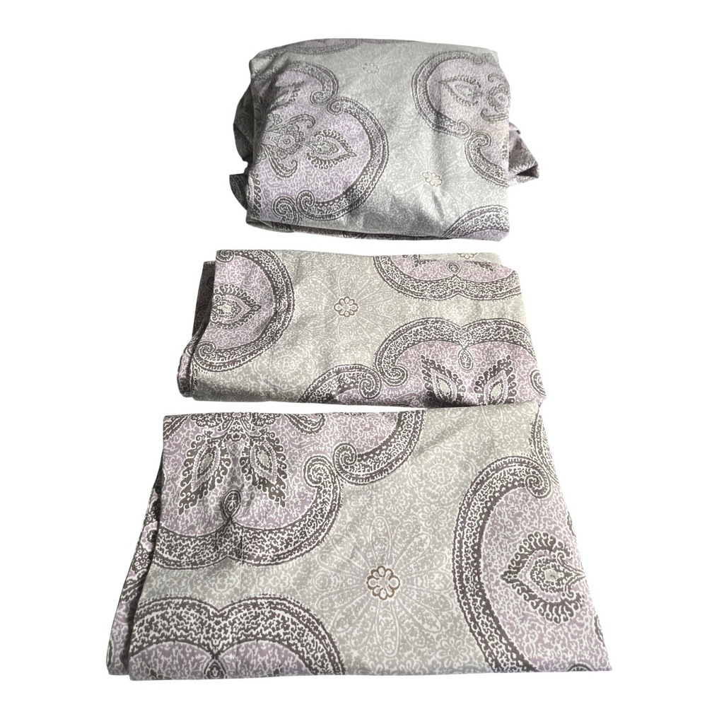 The Company Store‎ King Duvet Set Lavender Taupe Paisley Cotton 2 pillow cases